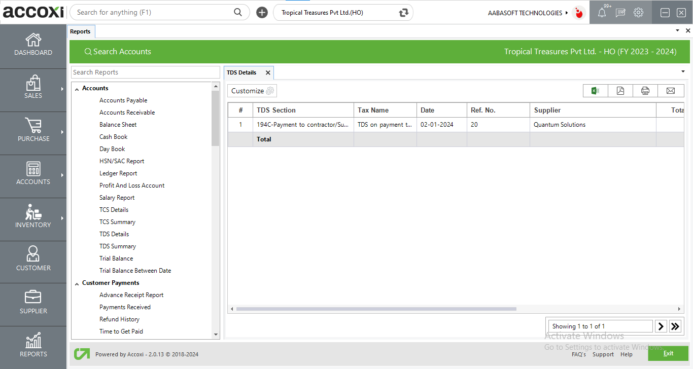 TDS Details Report