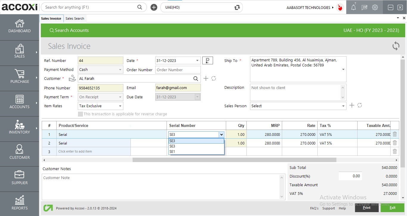 Sales Invoice